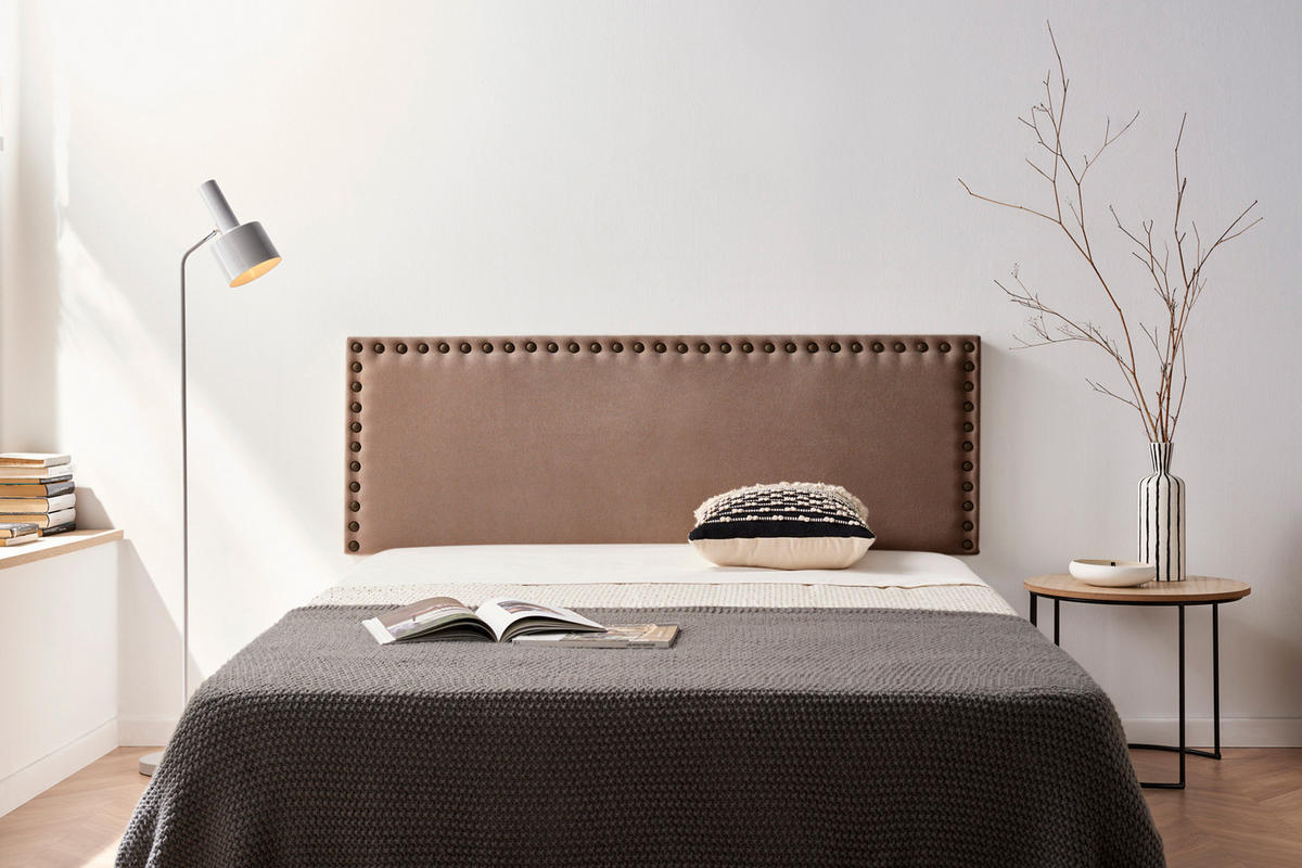 KOPFTEIL gepolstert MODENA Aqualine 160x55x8 cm - Schokolade - Moonia - Dunkelbraun, Holz (160/8/55cm)