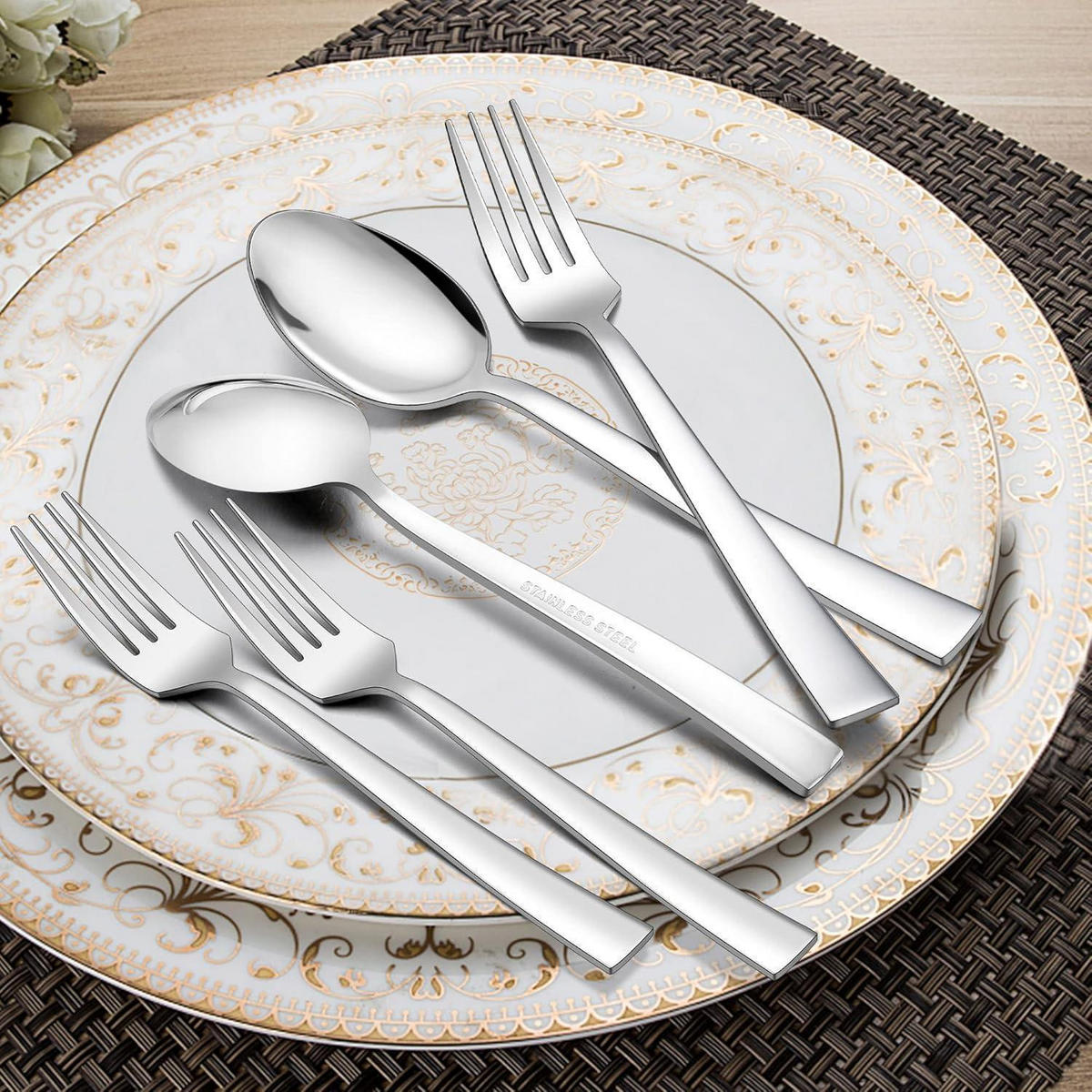 BESTECKSET 24-teiliges Set Edelstahl Silber 20 cm - Silberfarben, Metall - LUXUSKOLLEKTION