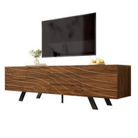 LOWBOARD aus MDF 160x39x50,5 cm Walnussfarben mit Kabelmanagement und Stauraum, Wellenfront - Walnussfarben, Holzwerkstoff (160/50.5/39cm) - Modfu