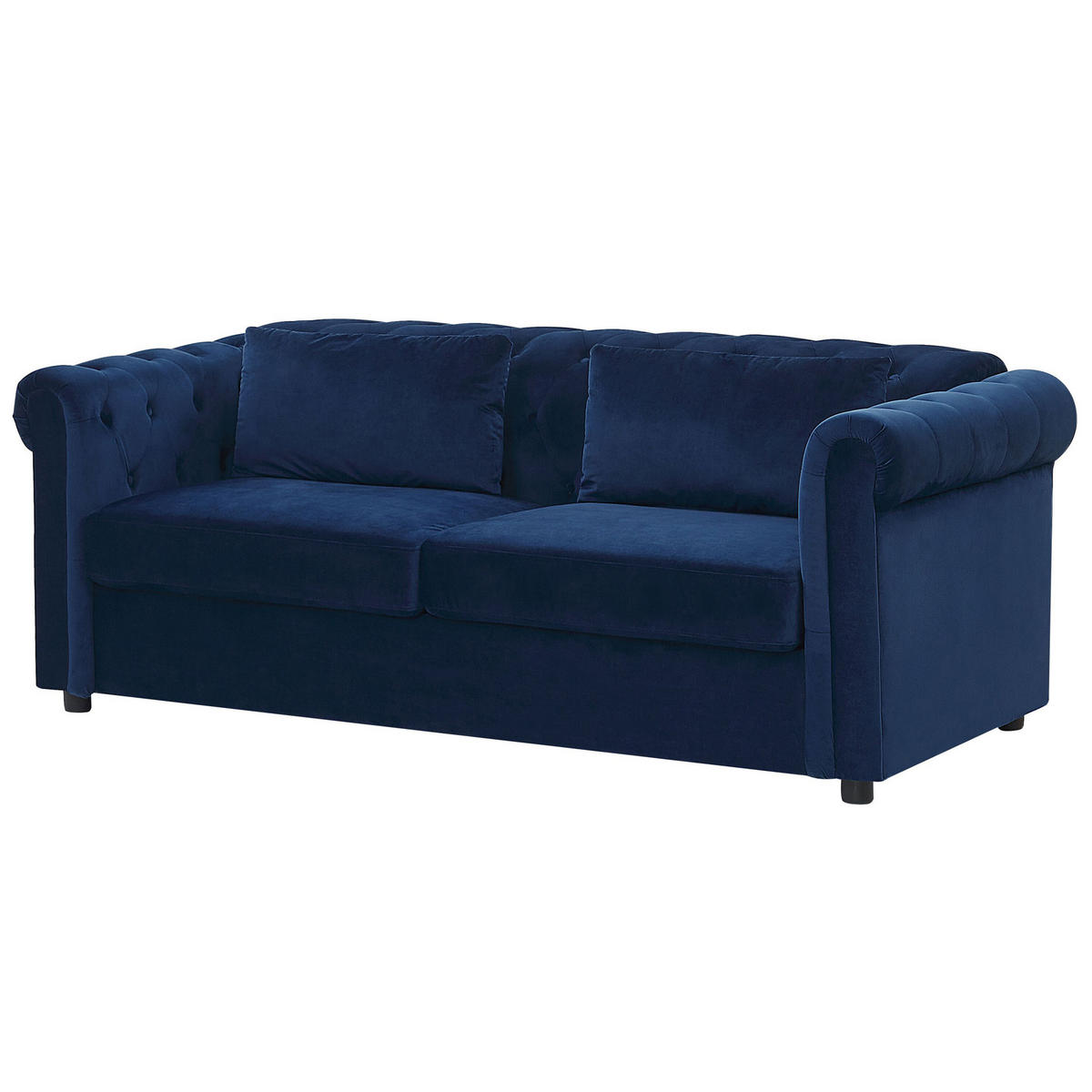 3-SITZER-SCHLAFSOFA Samtstoff Kobaltblau Chesterfield - Hellblau, Textil (200/75/90cm) - Beliani