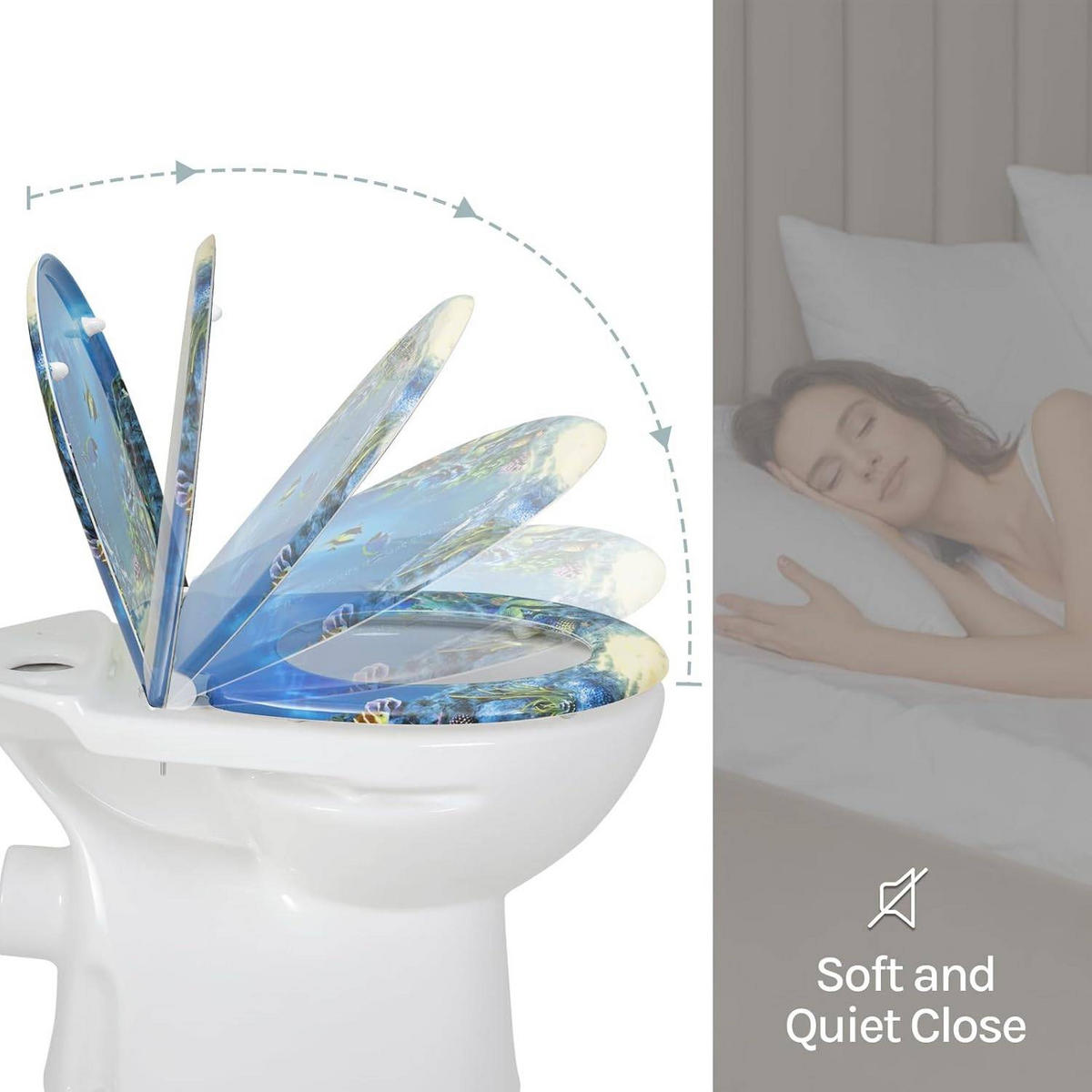 WC SITZ Toilettensitz mit Absenkautomatik, Duroplast - Blau, Kunststoff (31/2.51/48cm) - Woltu