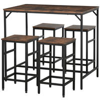 BARTISCH-SET Stehtisch mit 4 Barhockern 5-teiliges Tischset Stahl Braun - Braun, Kunststoff (60/88/100cm) - HOMCOM