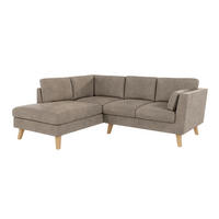 ECKSOFA Mario Dunkelbeige Microfaser - Beige/Naturfarben, Buchenholz/Textil (221/186cm) - S-Style Möbel