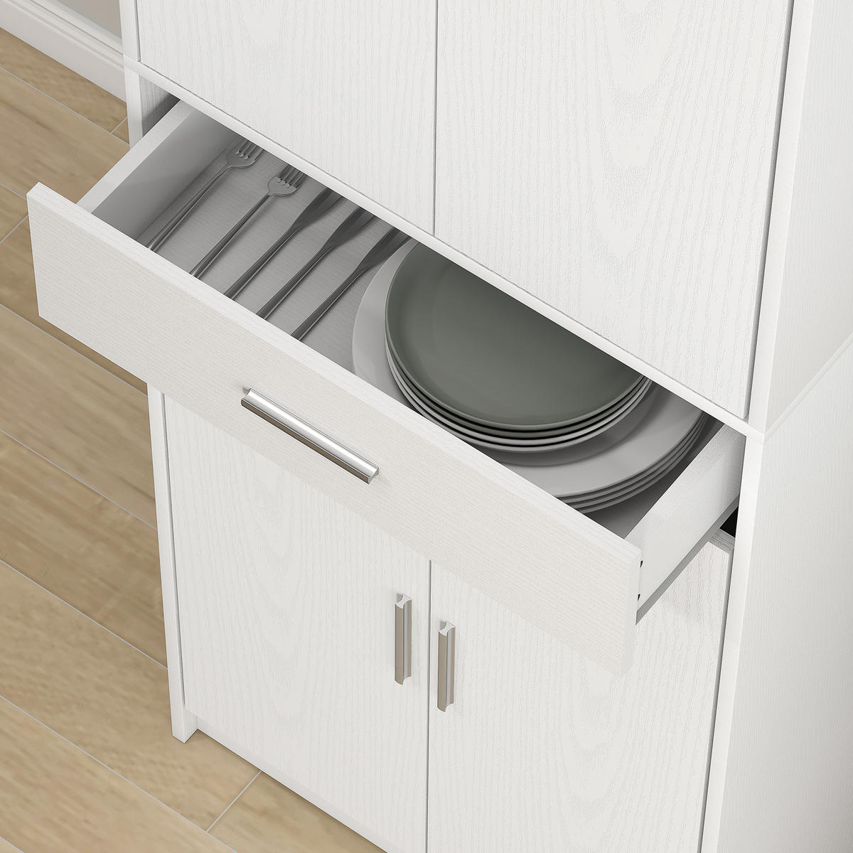 HIGHBOARD DE-08657 3-stufig verstellbare Regale Weiß - Weiß, Holzwerkstoff (35/180/60cm) - ComfortXL