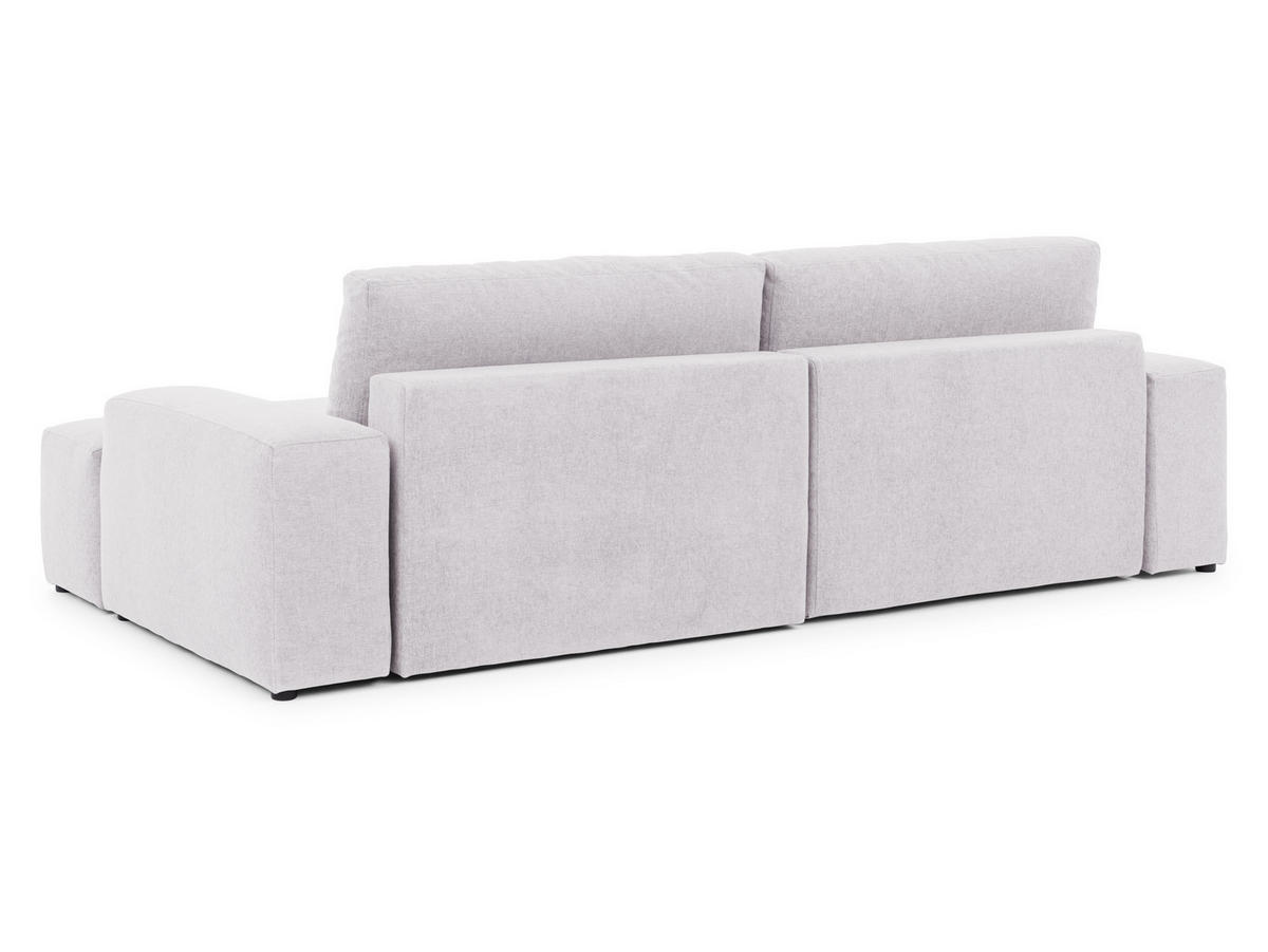 ECKSOFA Lennon aus Greige Strukturstoff mit Schlaffunktion und Bettkasten - Greige/Schwarz, Holz/Kunststoff (264/137cm) - S-Style