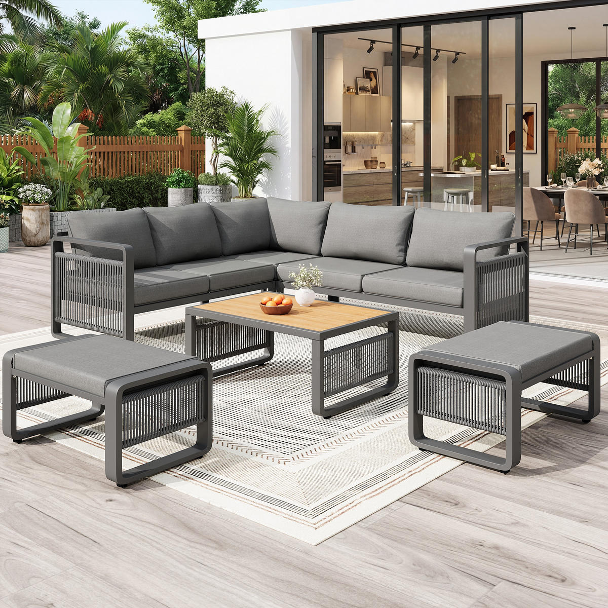 GARTEN LOUNGESESSEL SET Grau - Grau, Metall - ComfortXL