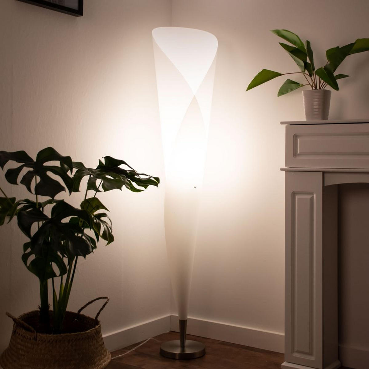 LED STEHLEUCHTE Metall Weiß matt - Weiß, Metall (30/35/143.5cm)