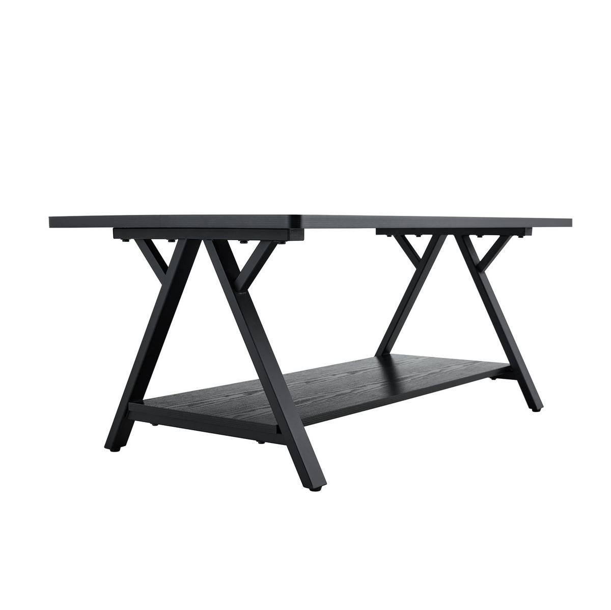 COUCHTISCH 110/57/44,5 cm mit Ablage, MDF-Holzoptik und Metallgestell, Schwarz - Schwarz, Holzwerkstoff (110/57/44.5cm) - Redom