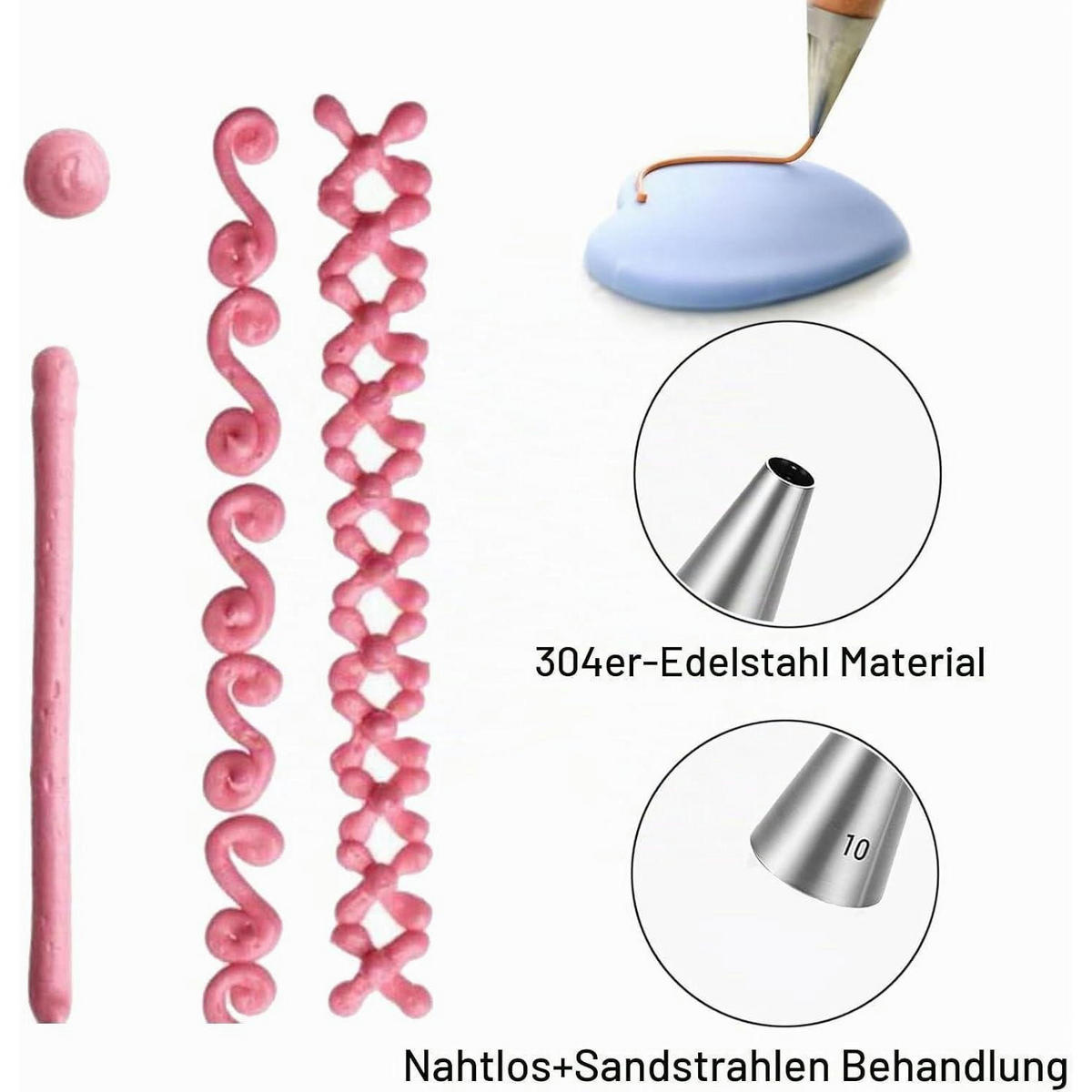 SPRITZTÜLLEN Set 7-teilig Edelstahl rund - Silberfarben, Metall (1/1/1cm)