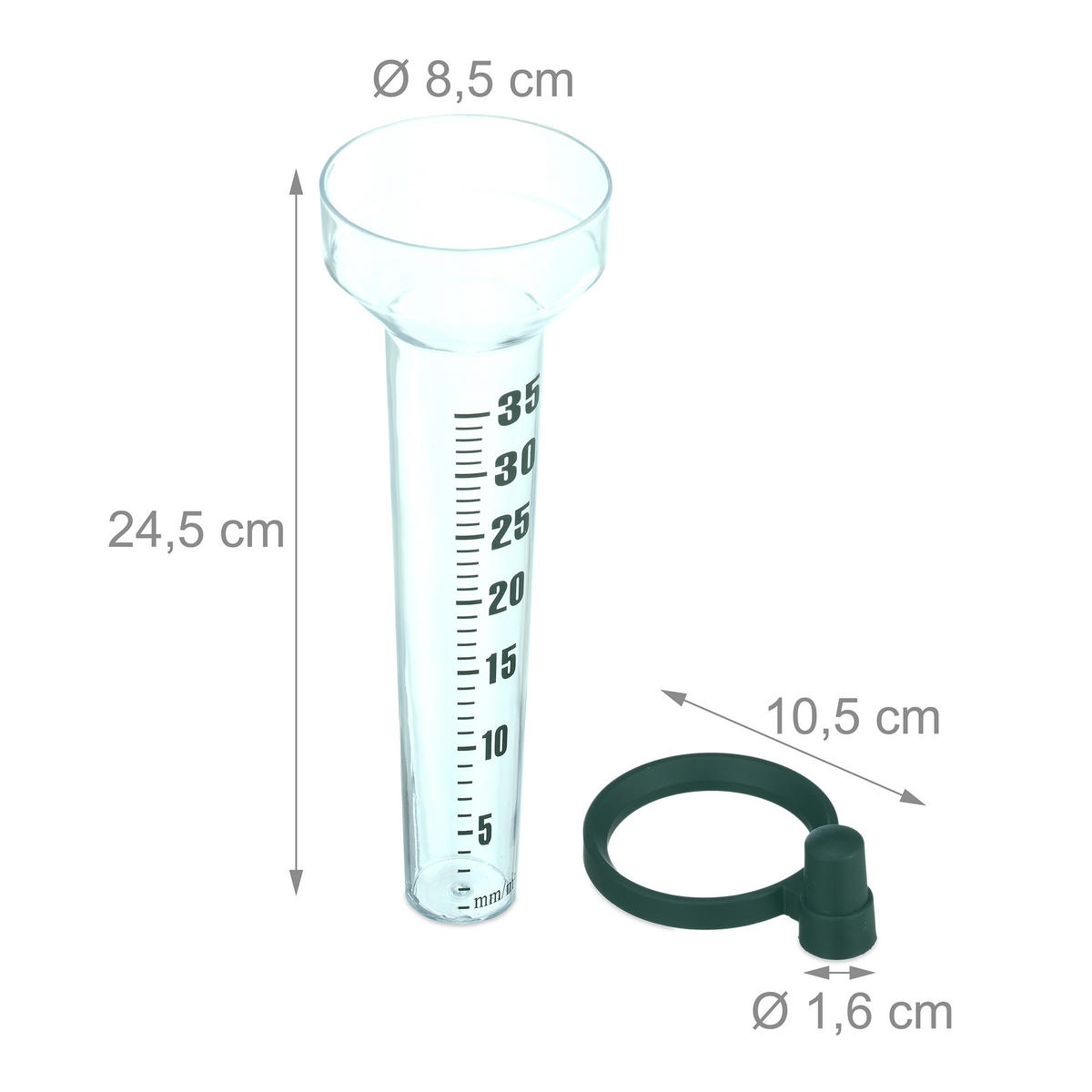 2XREGENMESSER - Transparent, Kunststoff (1.6/24.5cm) - Relaxdays