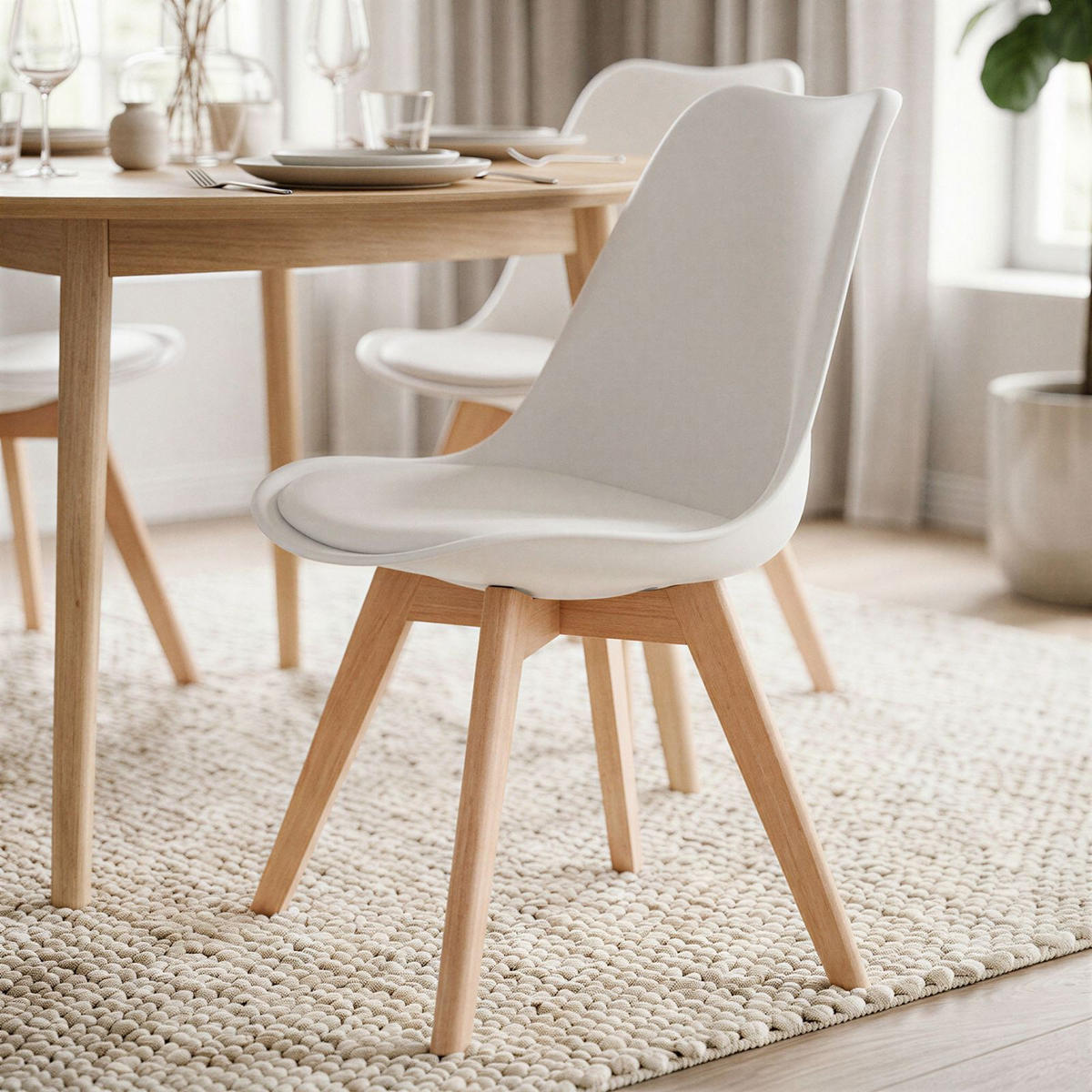 ESSZIMMERSTUHL ABBY 4ER-SET - Weiß, Holz (49/82/53cm) - IDIMEX