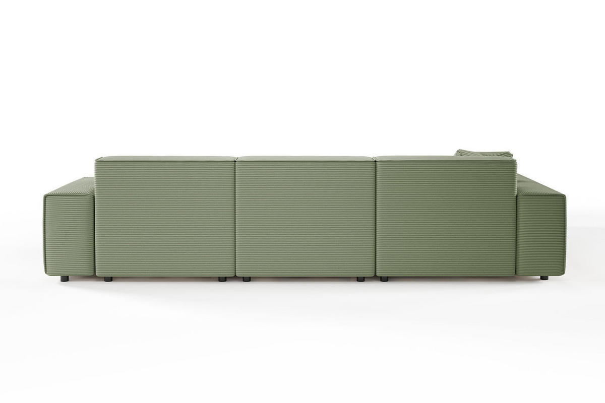 ECKSOFA RANI Grün Cord - Schwarz/Grün, Kunststoff/Textil (299/189cm) - KAWOLA
