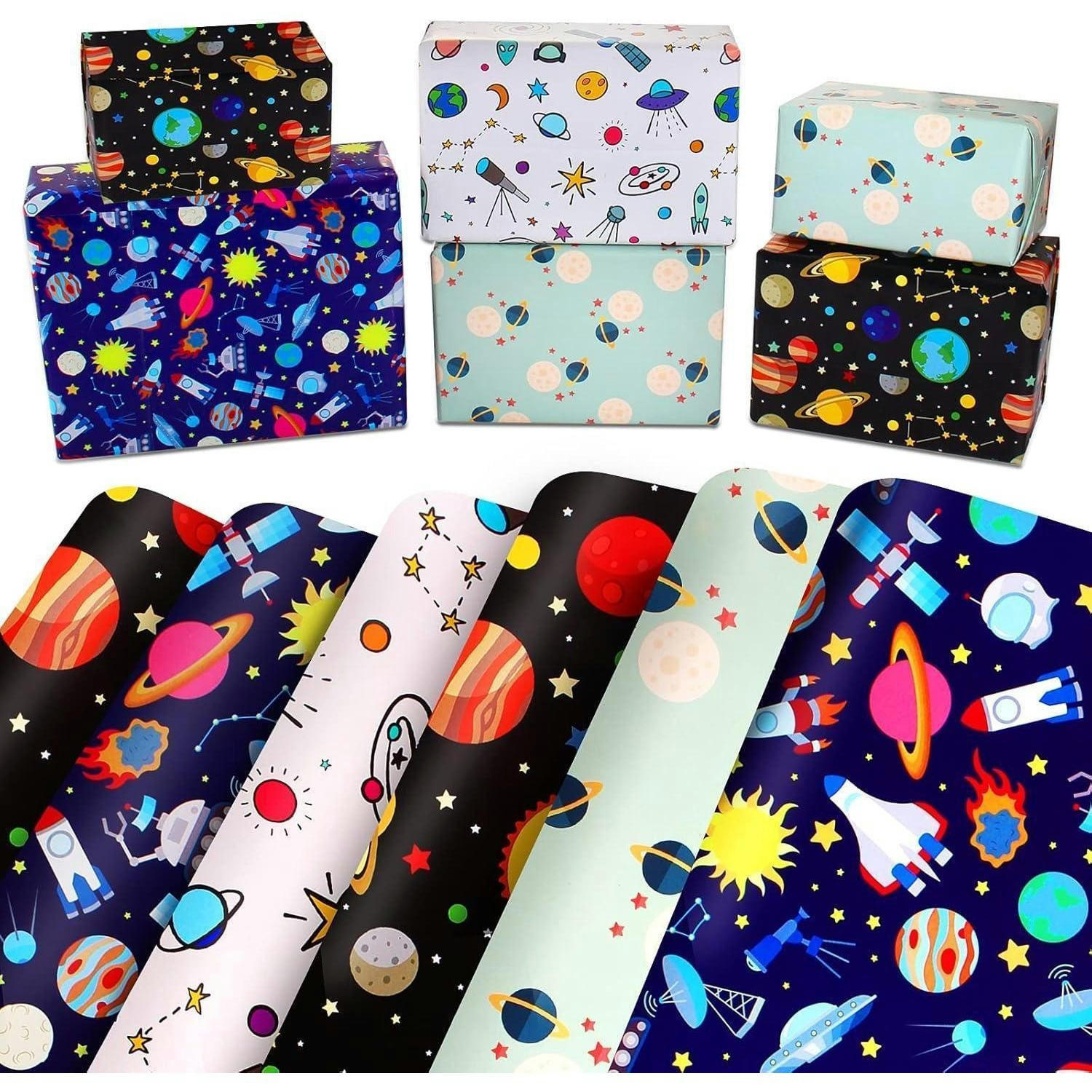 GESCHENKPAPIER Set Weltraum 5 Bögen 70 x 50 cm - Multicolor, Papier (15/0.5/20cm)