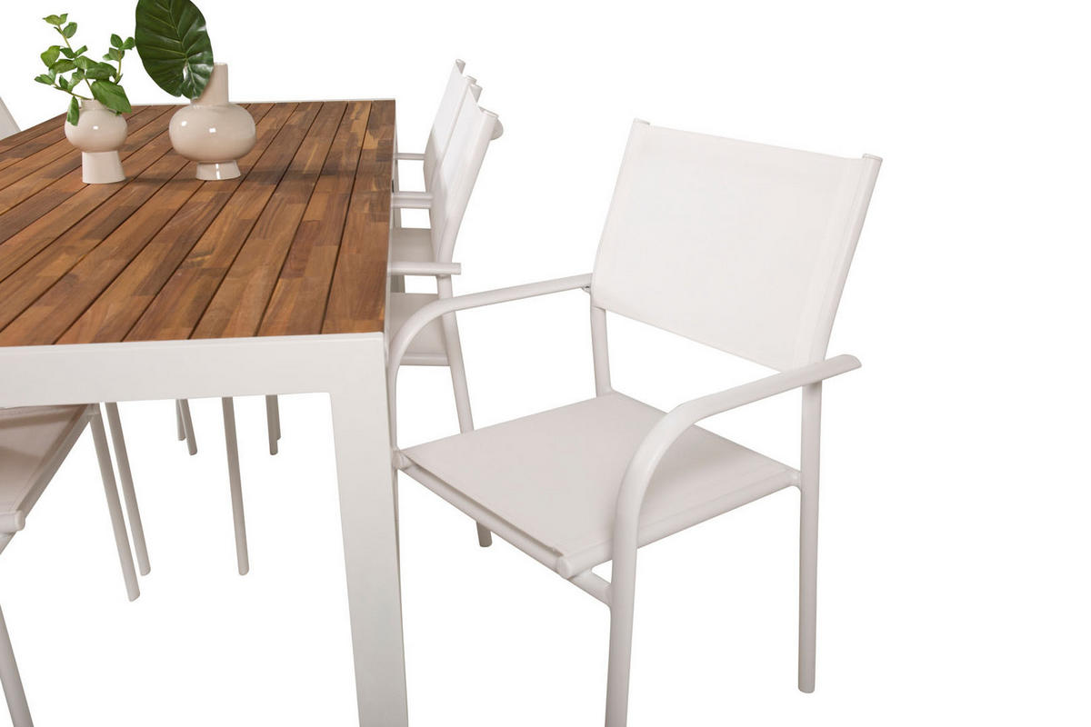 GARTENTISCHGRUPPE Weiß - Weiß, Holzwerkstoff - ebuy24