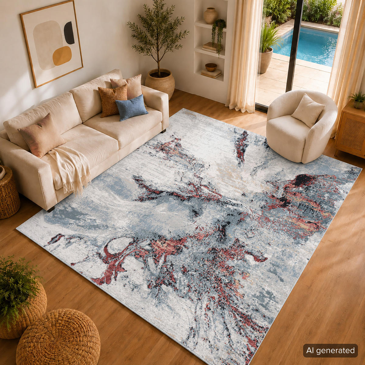 KURZFLORTEPPICH Emma 160/220 cm Grau - Rot/Grau, Textil (160/220cm) - LIVABLISS
