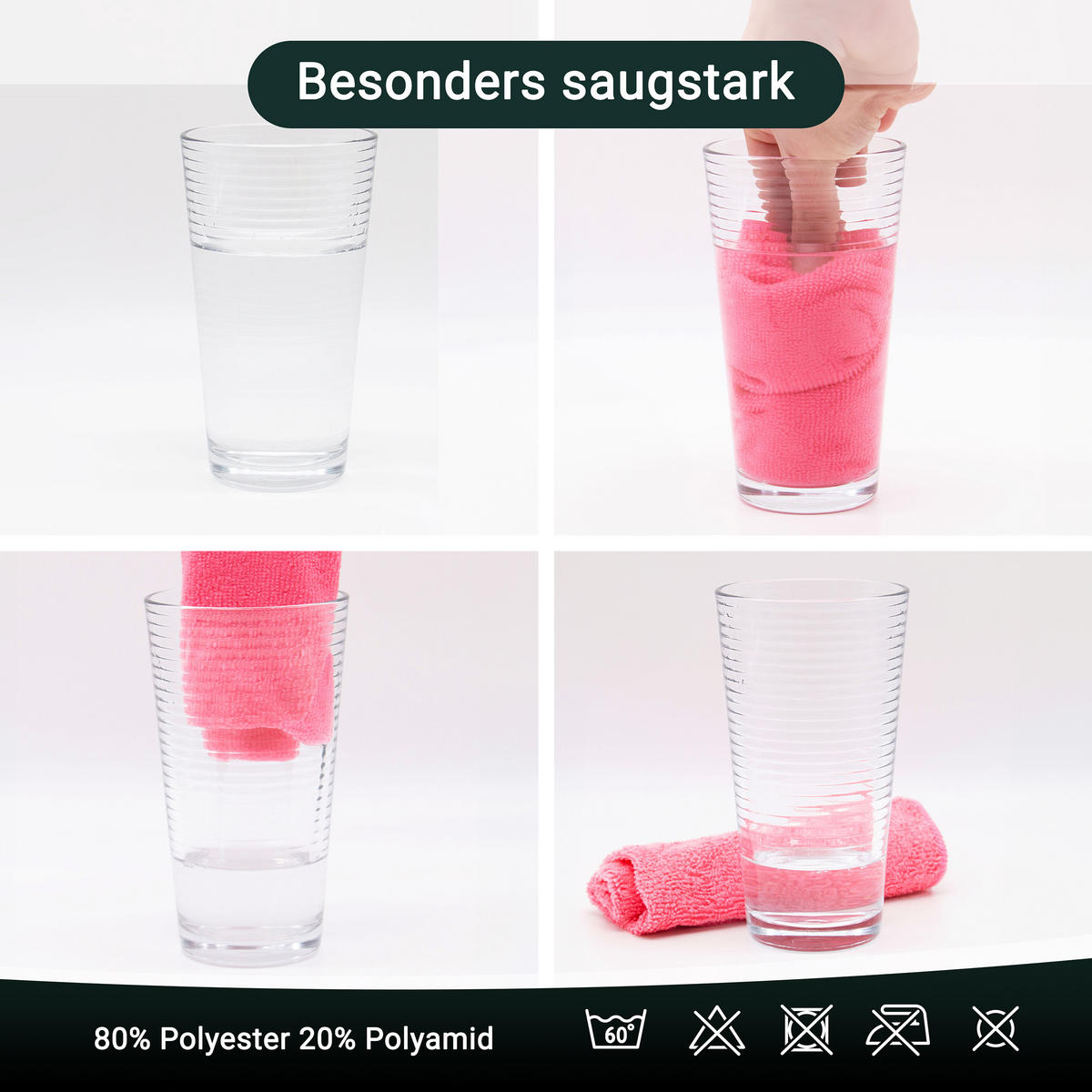 REINIGUNGSTÜCHER, 10er-Set, 32x32 cm, 80% Polyester, 20% Polyamid, farblich sortiert - Rosa, Textil (32/32cm) - Zollner