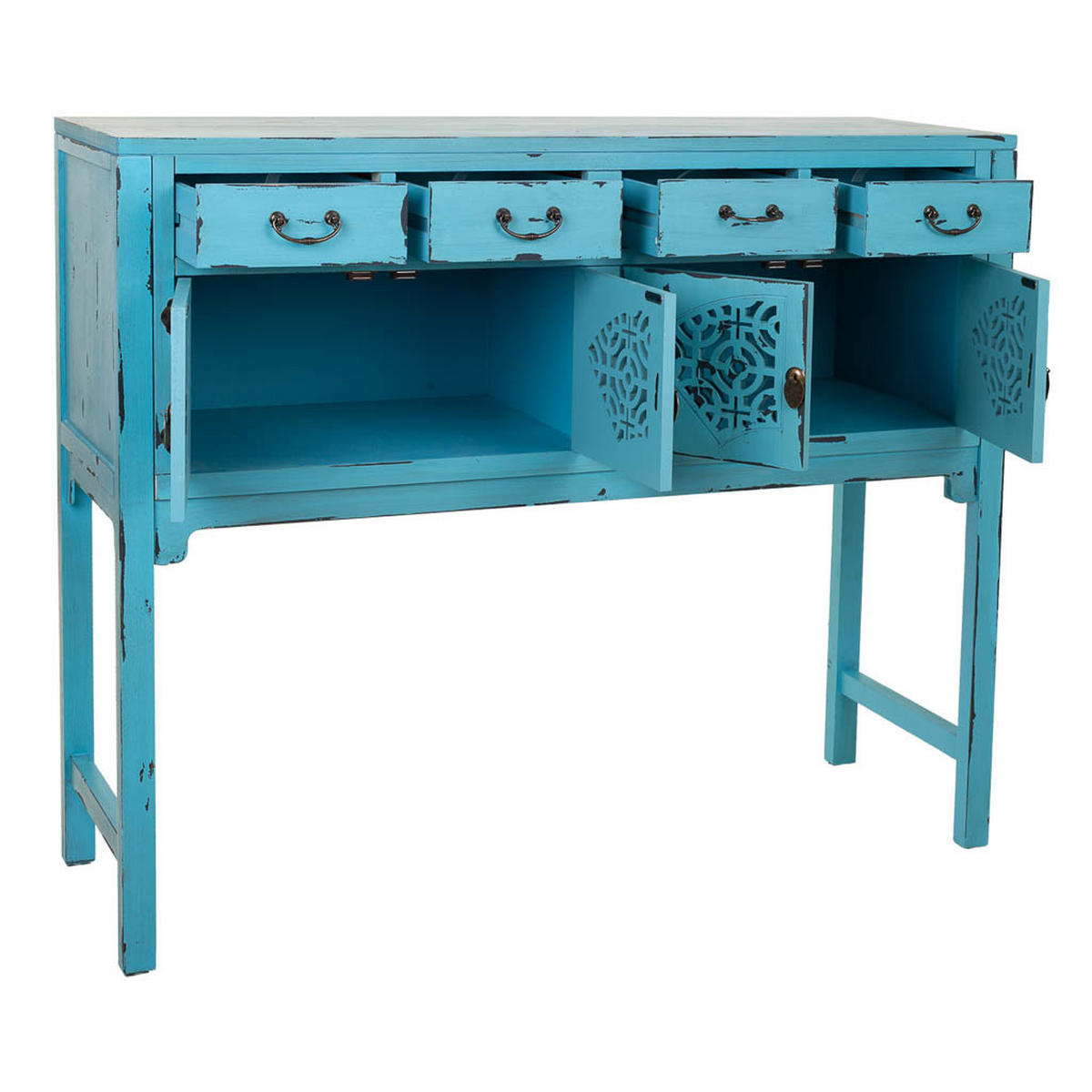 KONSOLE aus Holz 120x40x102 cm - Blau, Holz (40/120/102cm) - Wanderlust