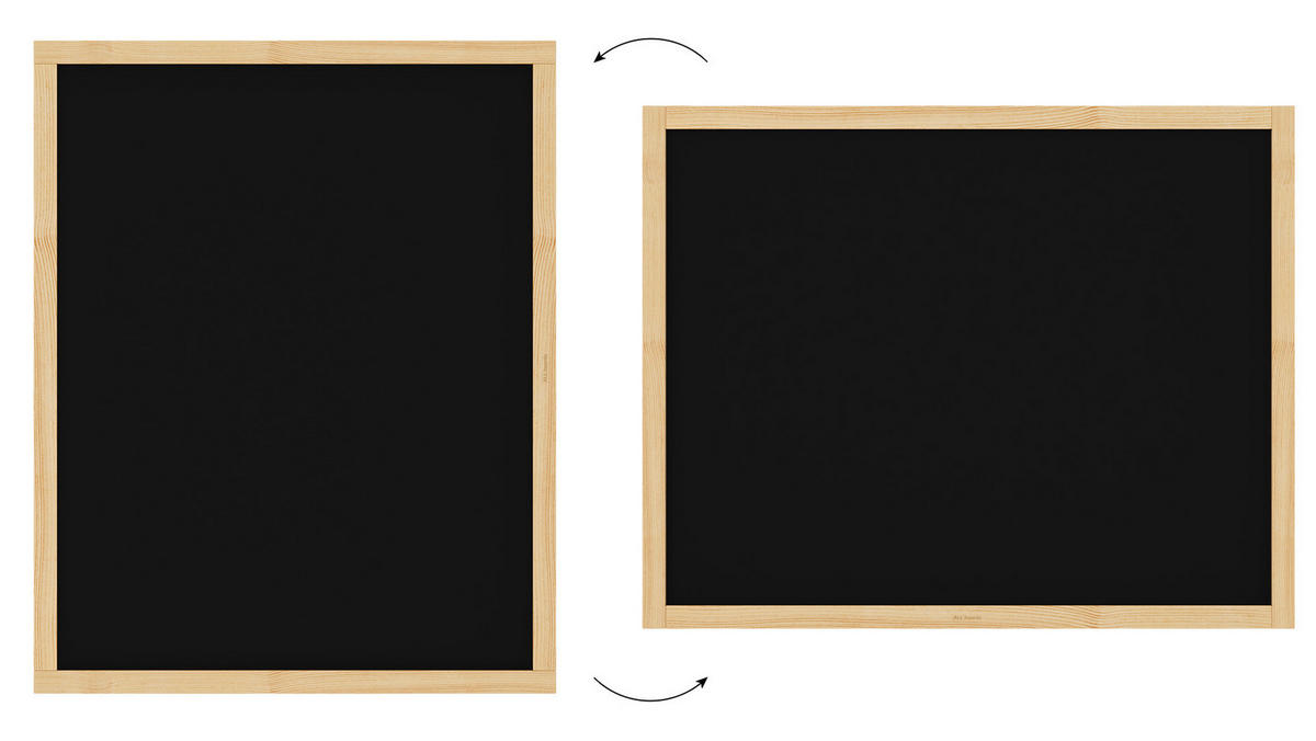 KREIDETAFEL mit naturlackierten Holzrahmen 100x80cm - Schwarz, Holz (100/80/2cm) - ALLboards