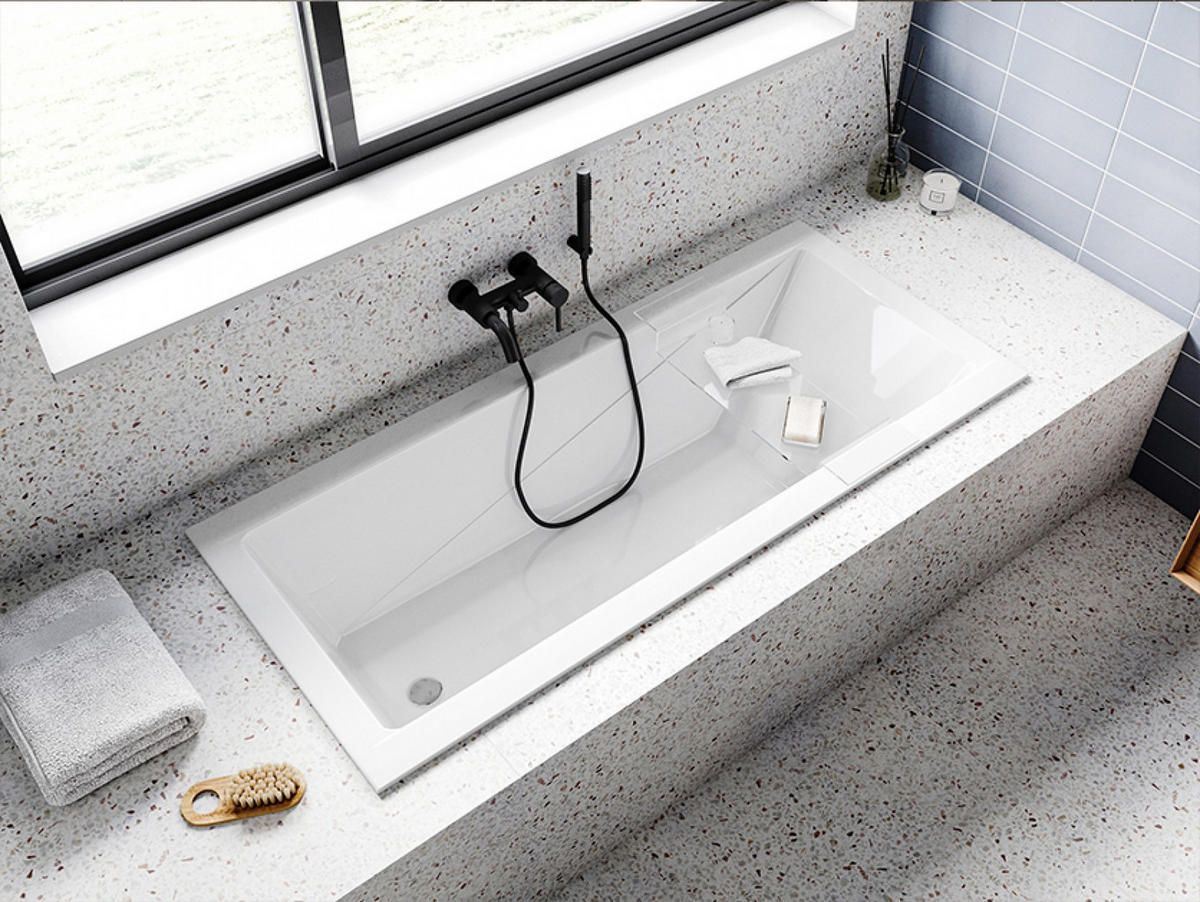 BADEWANNE Rechteck MODERN SLIM 170/70 Ablauf & Füße - Weiß, Kunststoff (70/58.5/170cm) - bad land