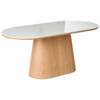 ESSTISCH Weiß Lockhart - Weiß/Braun, Stein (180/90/76cm) - Beliani