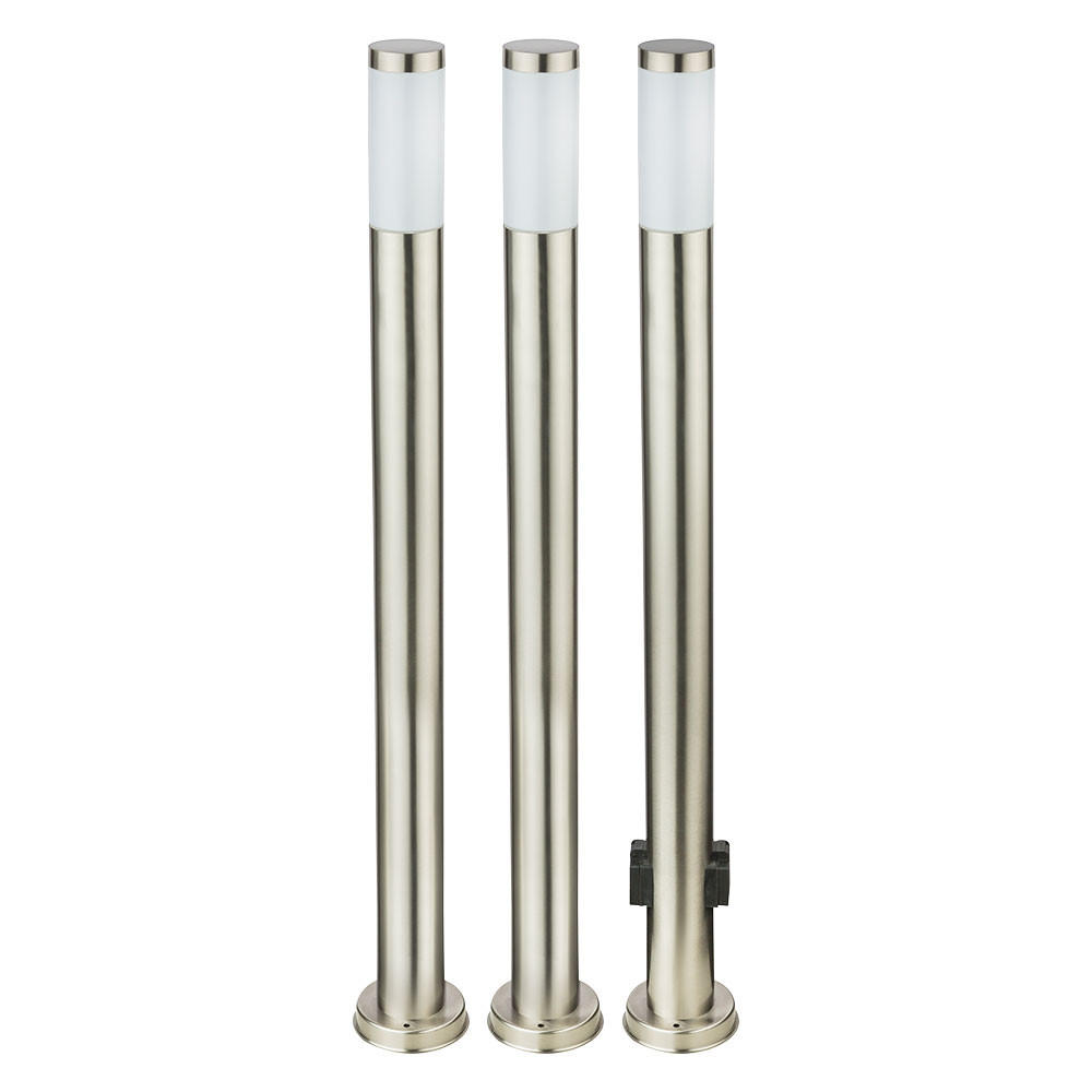 LED WEGELEUCHTE Edelstahl Silber BOSTON 3er Set - Silberfarben, Metall (13/13/110cm) - Globo Lighting