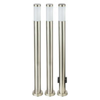 LED WEGELEUCHTE Edelstahl Silber BOSTON 3er Set - Silberfarben, Metall (13/13/110cm) - Globo Lighting