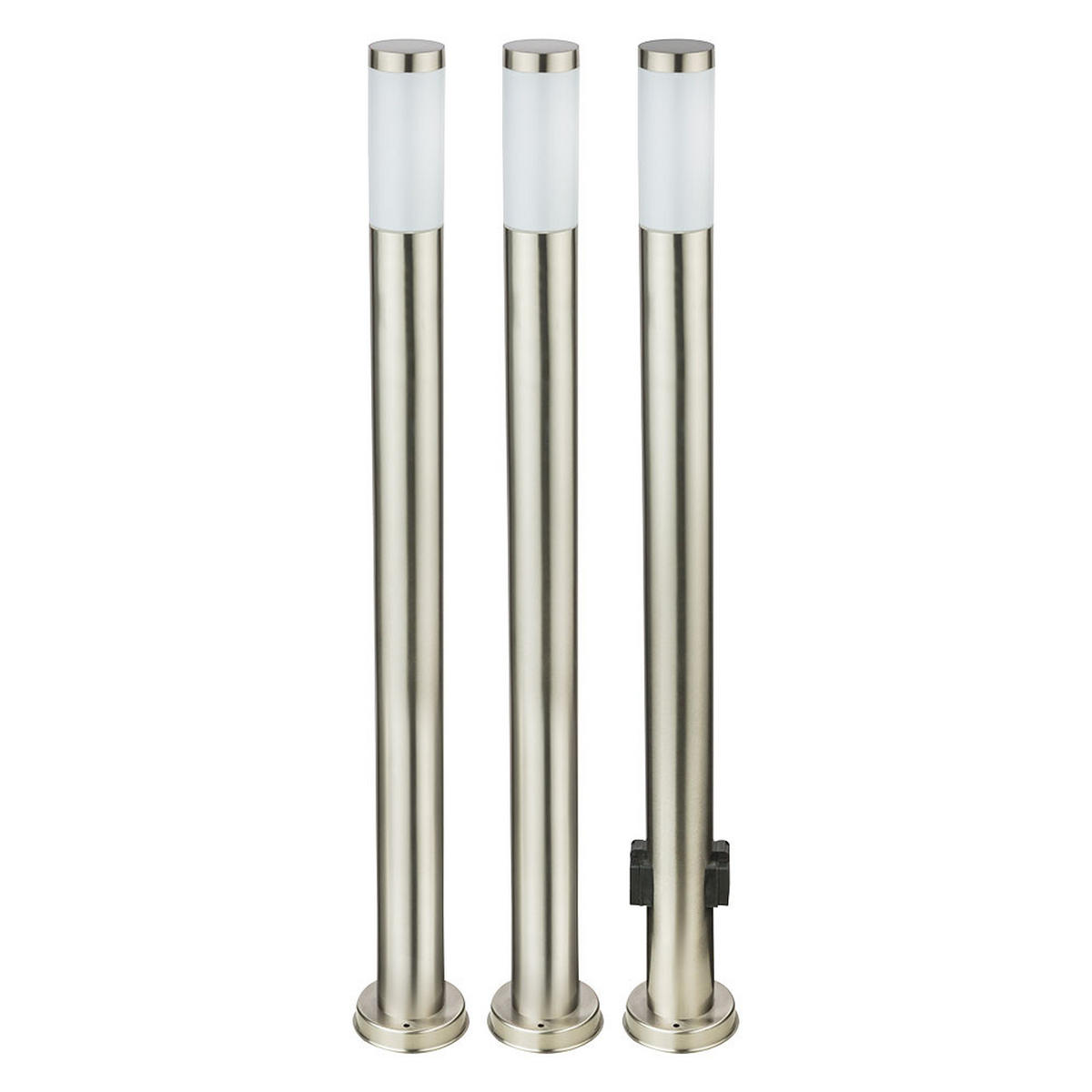 LED WEGELEUCHTE Edelstahl Silber BOSTON 3er Set - Silberfarben, Metall (13/13/110cm) - Globo Lighting