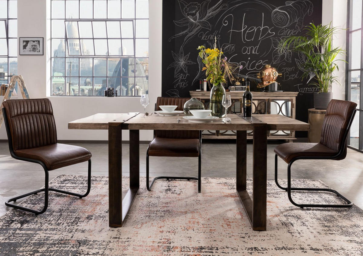 ESSTISCH Mango 170x90x76 braun lackiert HEAVY INDUSTRY #203 - Braun, Holz (170/90/76cm) - Massivmoebel24