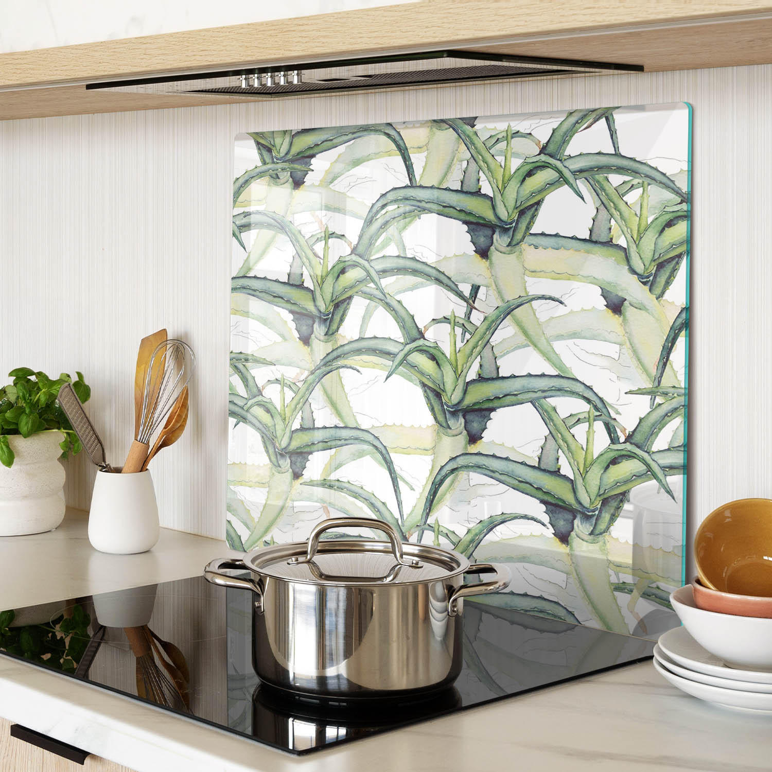 GLASPLATTE 60x52 cm Aloe - Grün, Glas (60/0.4/52cm) - TULUP