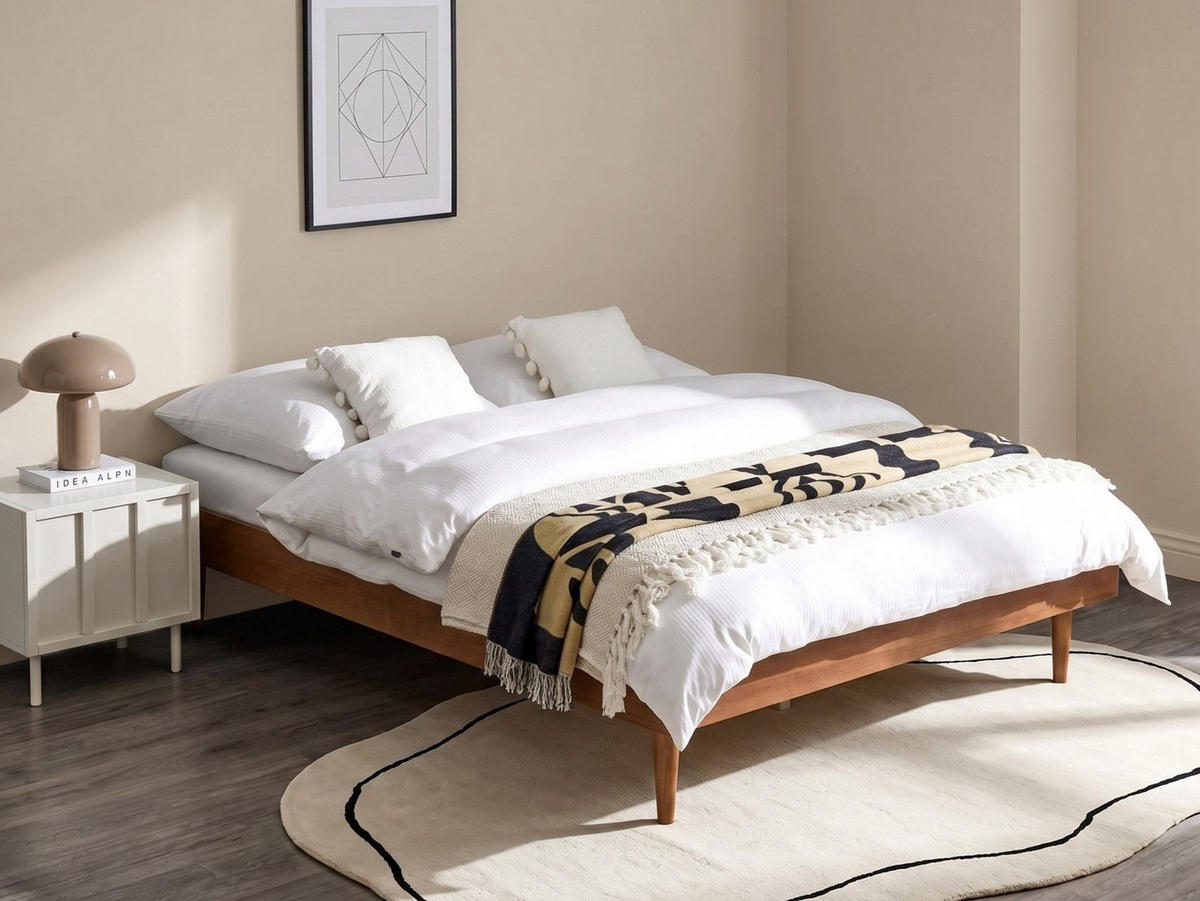 BETT mit Lattenrost 140/200 cm Braun Toucy - Braun, Holzwerkstoff (140/200cm) - Beliani