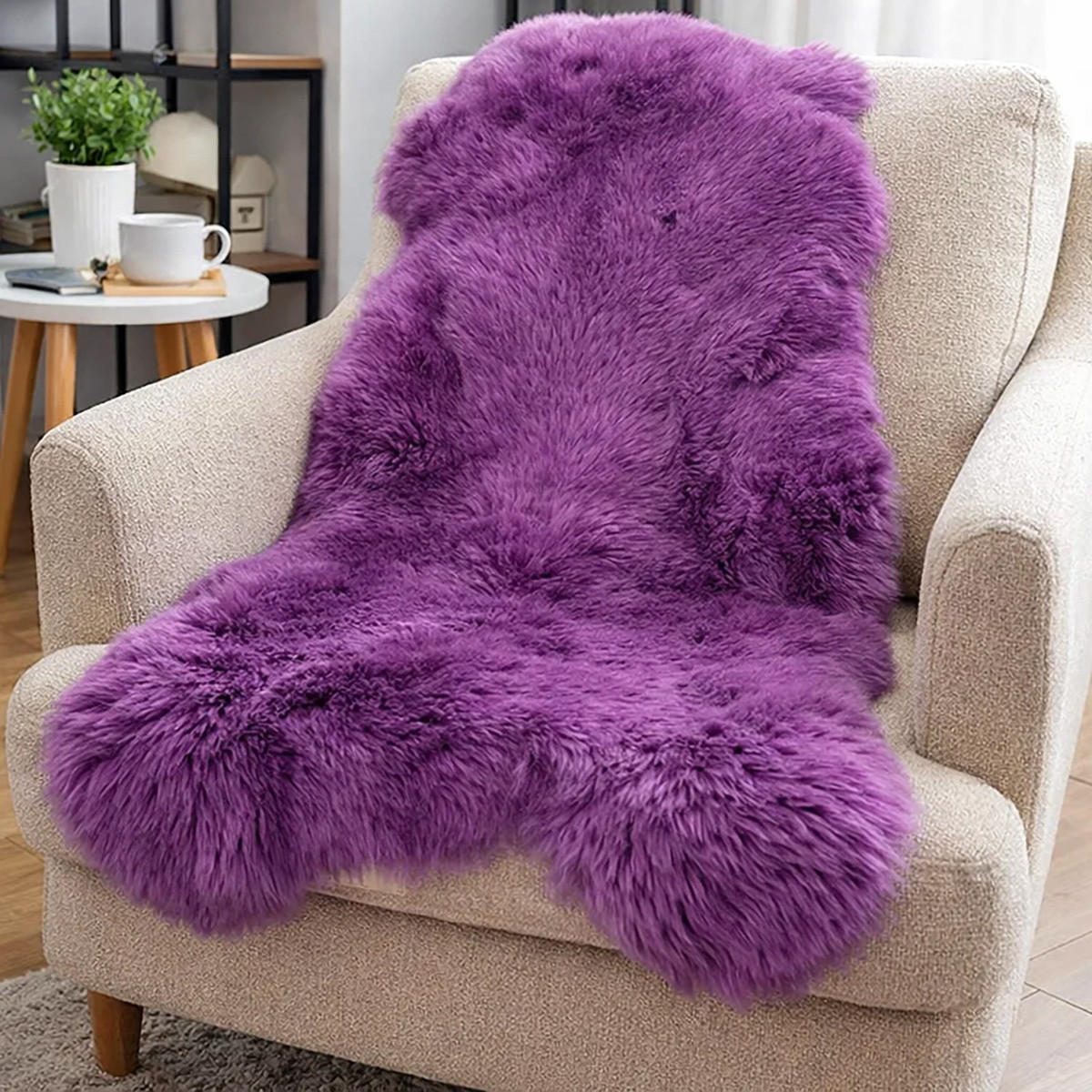 LAMMFELL Öko bunt gefärbt weich Fell Teppich Amethyst ca. 110 cm - Violett, Fell (60/110cm) - Provellus