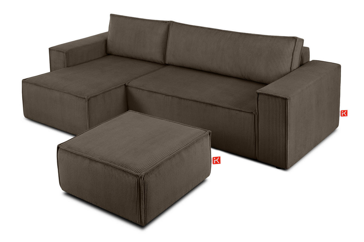 SITZPOUF NAPI gefederte Sitzfläche, braun - Schwarz/Braun, Textil (83/45/83cm) - KONSIMO®