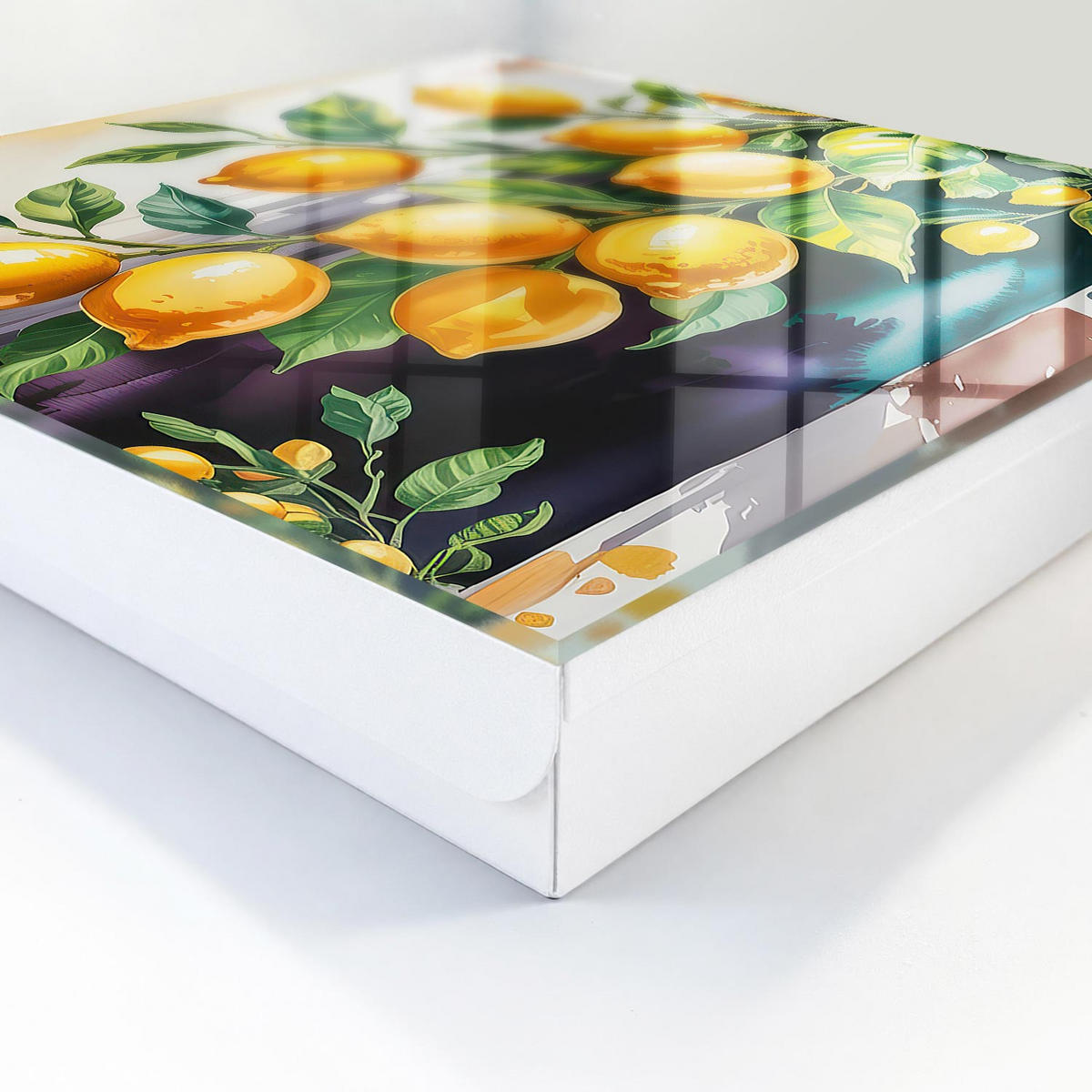 SCHLÜSSELBOX Weiß 30x30 cm – Türöffnung nach rechts - Lemon Charm - Gelb, Metall (30/30/5cm) - TULUP