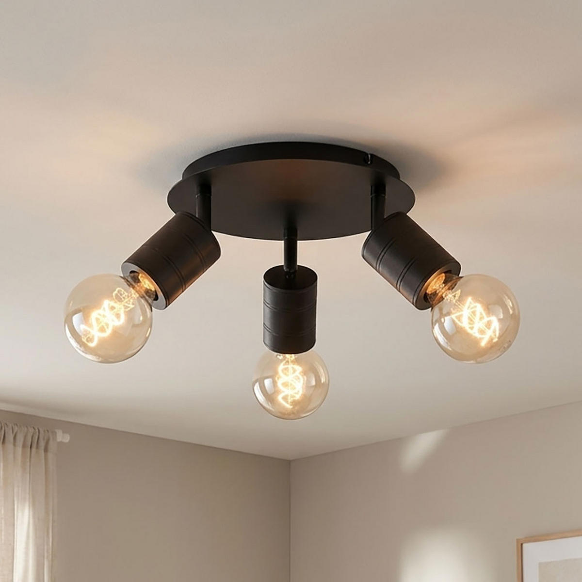 LED DECKENLEUCHTE Metall Schwarz 3-Flammig - Schwarz, Glas (28/28/16cm) - Globo Lighting