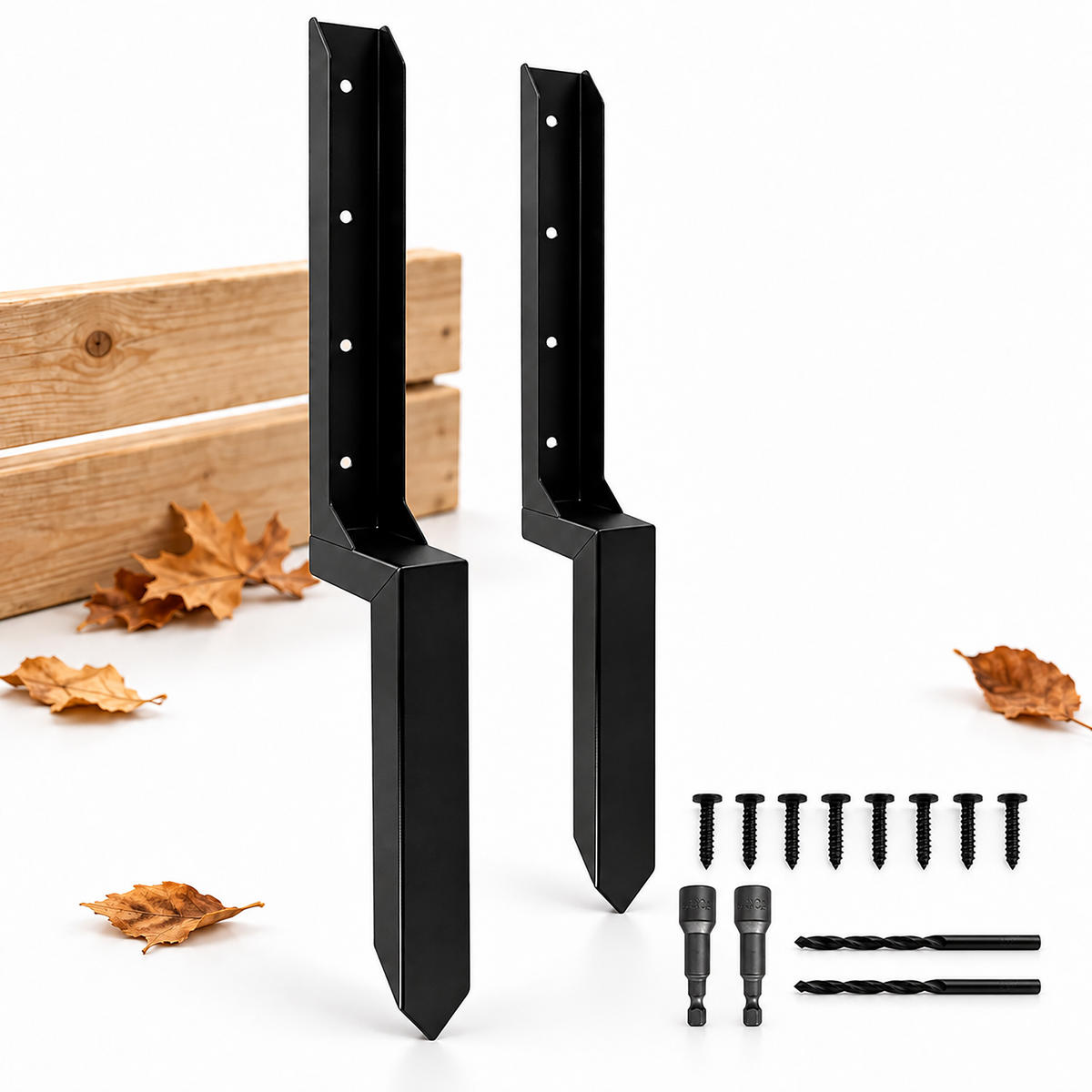 KOTVA Antracit 2ks-Set ocel zatloukací 85,4 cm - černá, kov (12/5.1/85.4cm) - Relaxdays