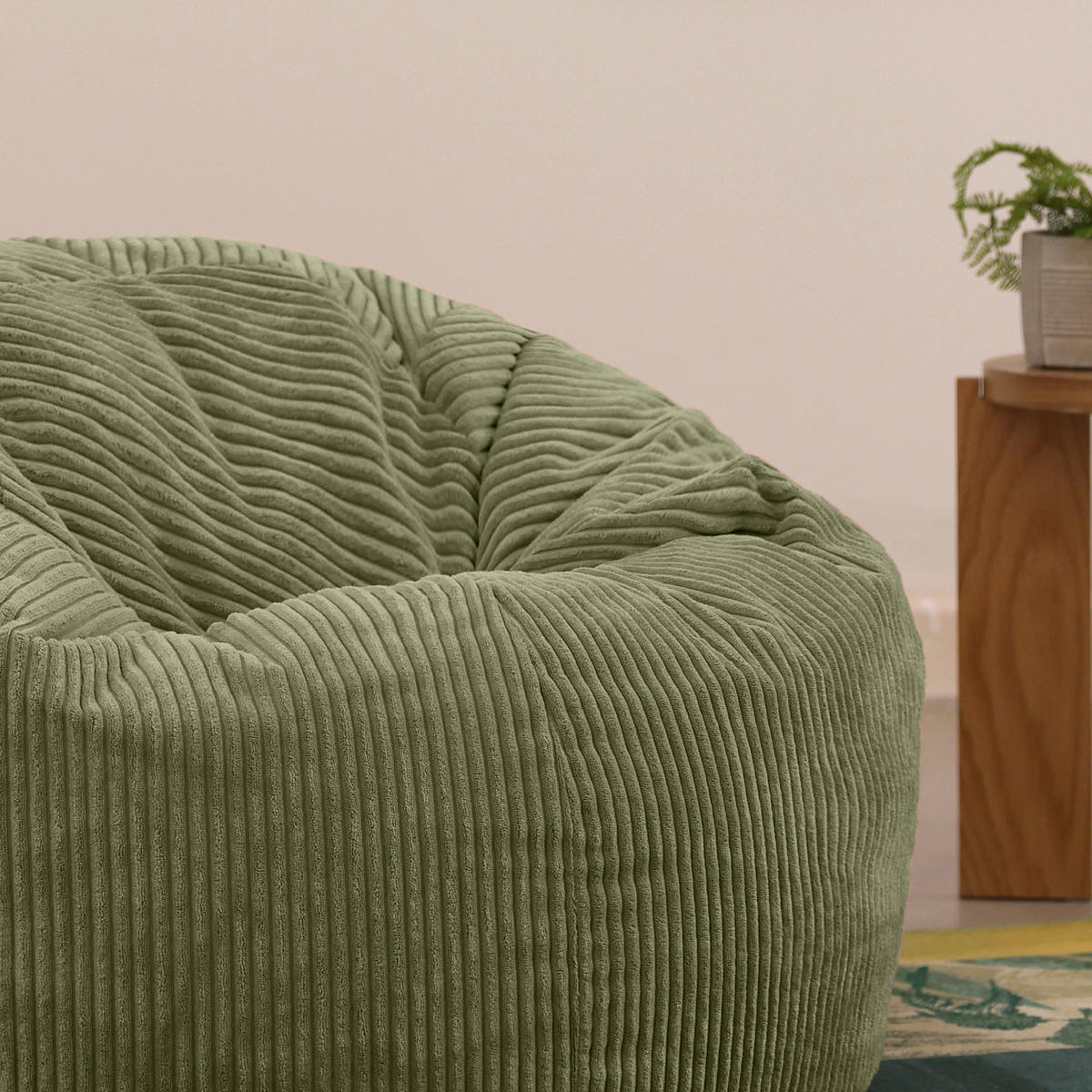 SITZSACK Klassisch Sessel aus Cord 2-tlg. - Salbeigrün, Textil (85/50/85cm) - icon