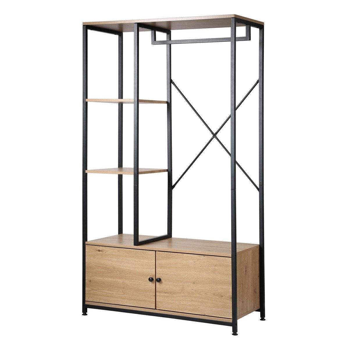 KLEIDERSCHRANK mit Regalen und Ablagen 2 Türen 90/40/167 cm - Eichefarben, Holzwerkstoff (40/167/90cm) - Calicosy