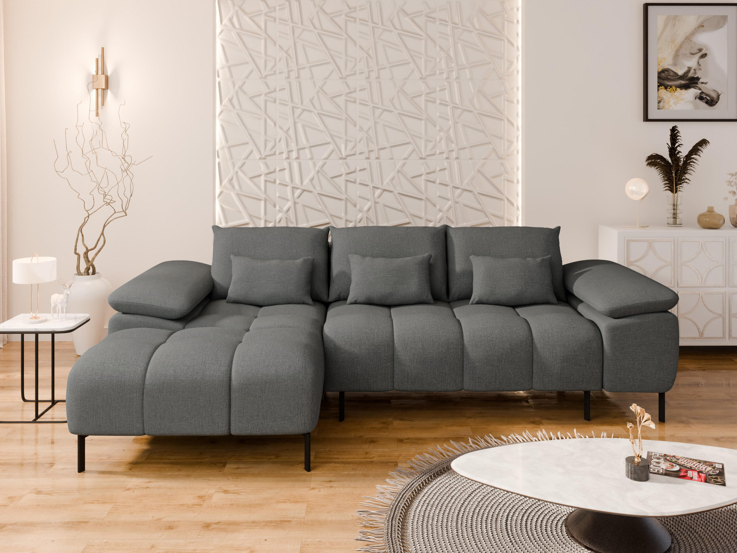 Thumbnail - Panda Möbel Eckschlafsofa, Graphit, Holz, 277x141 cm, Wohnzimmer, Sofas & Couches, Wohnlandschaften, Ecksofas