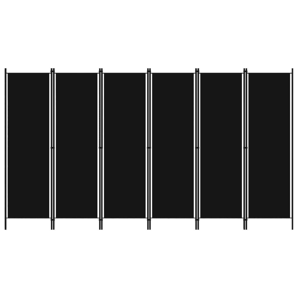 RAUMTEILER 6-teilig Schwarz 300/180 Cm - Schwarz, Textil (300/180/1cm) - vidaXL