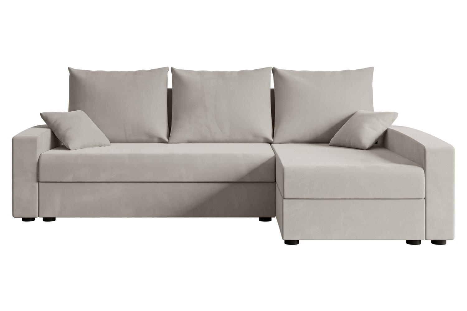 ECKSOFA mit Schlaffunktion und Bettkasten ALESIA-L 231x140x90 cm Hellbraun Velours - Hellbraun/Silberfarben, Holzwerkstoff/Kunststoff (231/140cm) - ALTDECOR