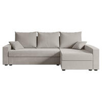 ECKSOFA mit Schlaffunktion und Bettkasten ALESIA-L 231x140x90 cm Hellbraun Velours - Hellbraun/Silberfarben, Holzwerkstoff/Kunststoff (231/140cm) - ALTDECOR