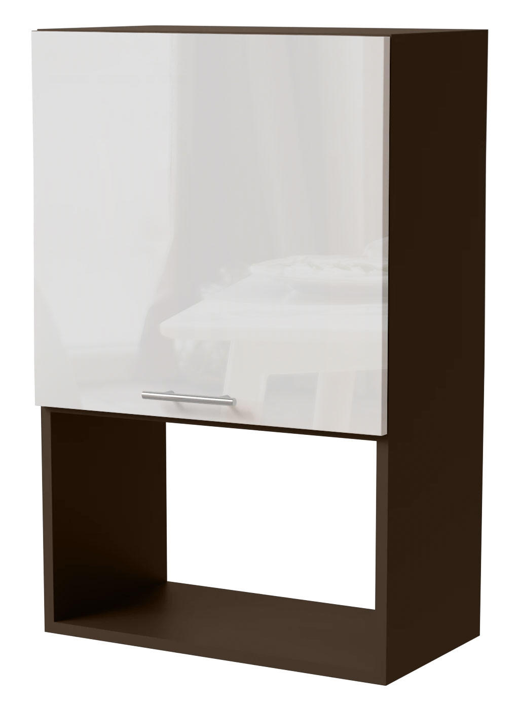 Feldmann-Wohnen Mikrowellenumbauschrank Weiß Hochglanz, Dunkelgrau 60x96x32.5 cm