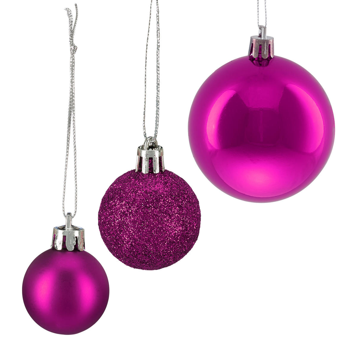 100XWEIHNACHTSKUGELN - Pink, Kunststoff (6/7/6cm) - Relaxdays