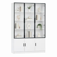 VITRINE mit LED 120 x 32 x 200 cm MDF Weiß 6 Türen - Weiß, Holzwerkstoff (32/200/120cm) - Beauniv