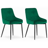 STUHL CLUSONE 2-er Set, Grün, mit Samtstoff gepolstert - Grün, Textil/Metall (49/83/58cm) - Komodee