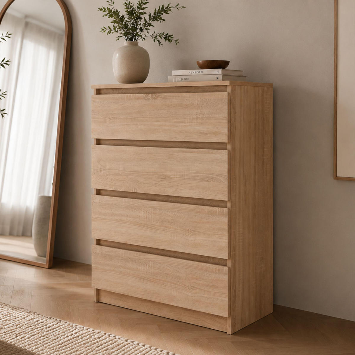 KOMMODE mit vier Schubladen in Sonoma - Sonoma Eiche, Holzwerkstoff (70/100/40cm) - Home Collective