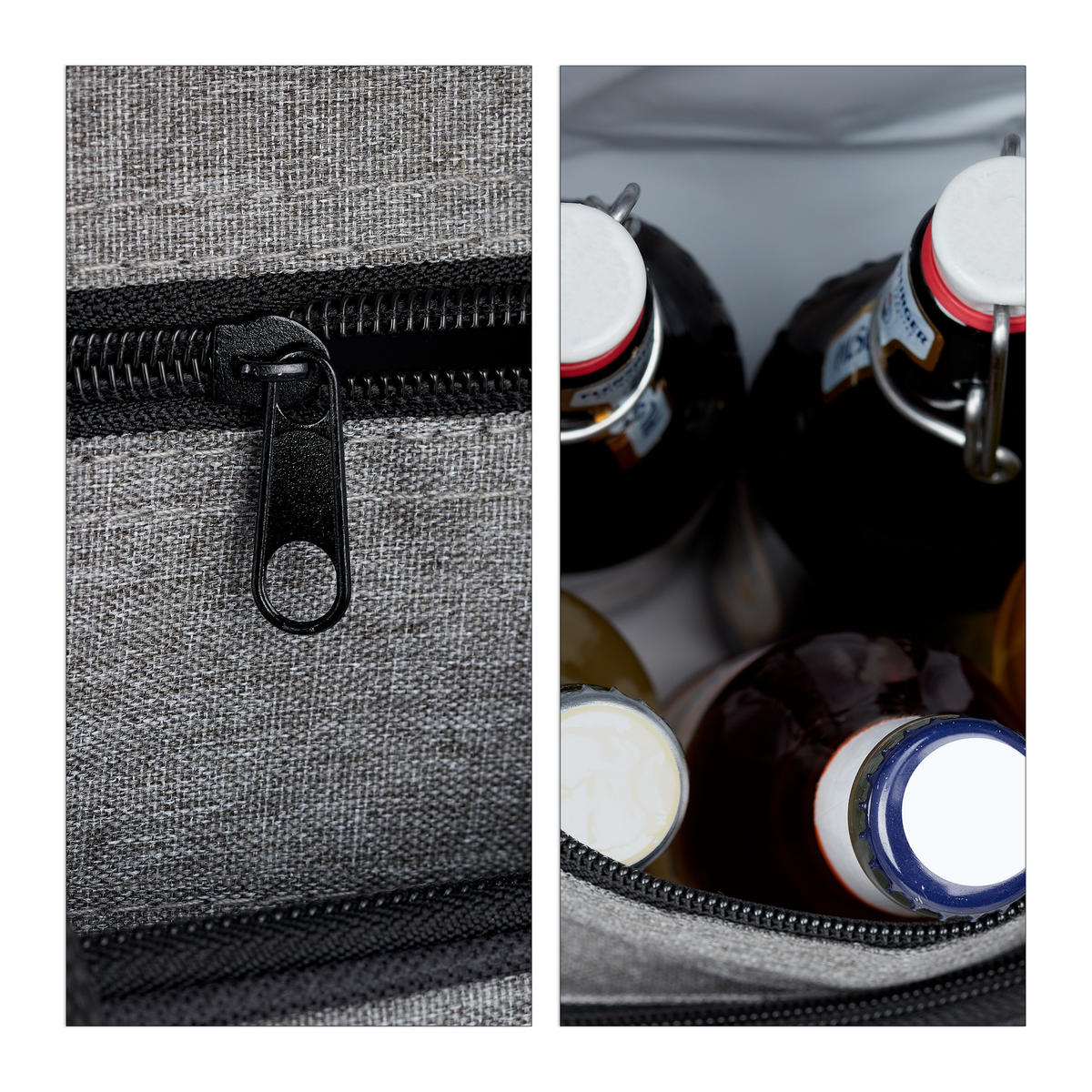 CAMPINGHOCKER - Grau, Textil/Metall (35/60/35cm) - Relaxdays