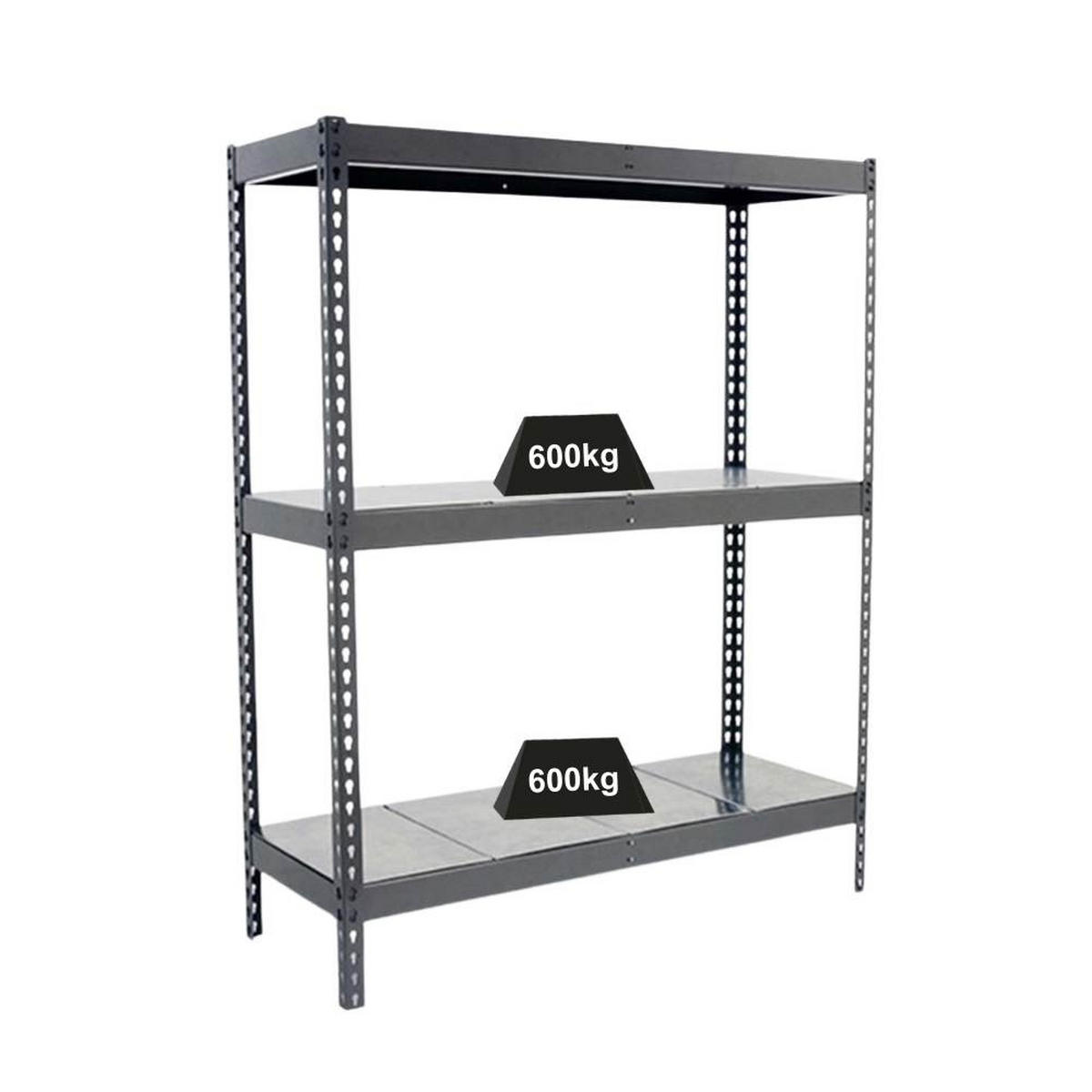 SCHWERLASTREGAL METAL BEAST THREE | HxBxT 200x150x90cm | Fachlast 600kg | Grau - Grau, Metall (150/200/90cm) - PROREGAL