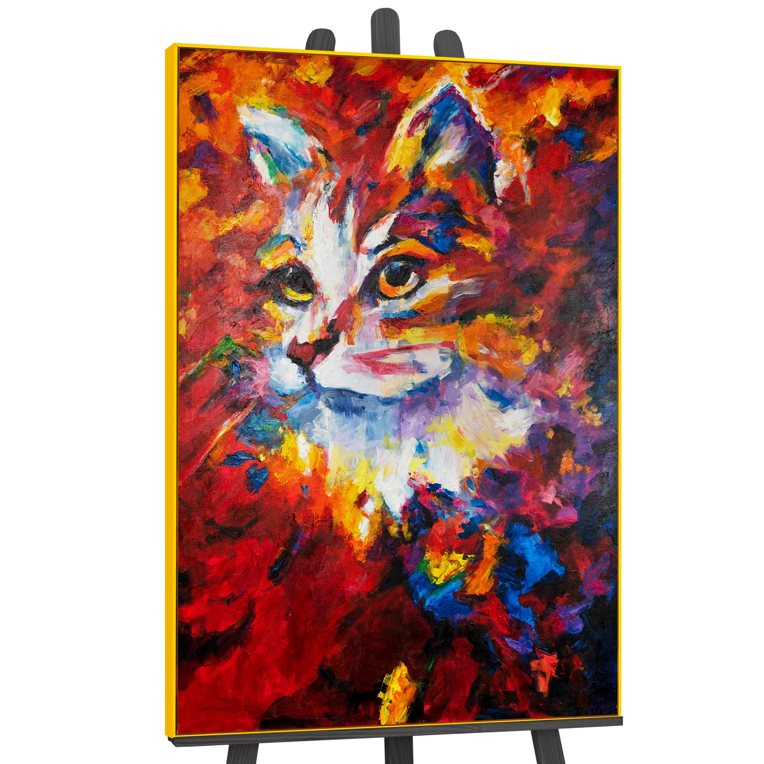 GEMÄLDE Abstrakter Kater Schattenfugenrahmen Gelb 180x120 cm - Gelb, Holz (180/120cm) - YS-art gallery
