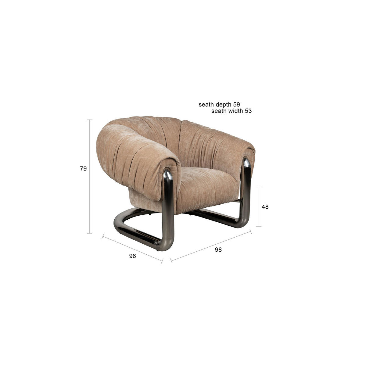 SESSEL Marly Beige - Beige/Silberfarben, Kunststoff (98/79/96cm) - Dutchbone